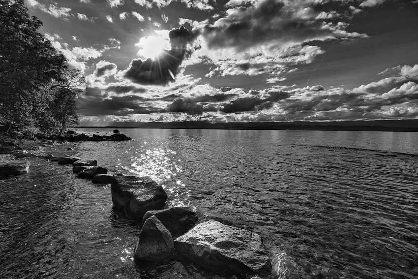 Photo Lac Léman en noir et blanc