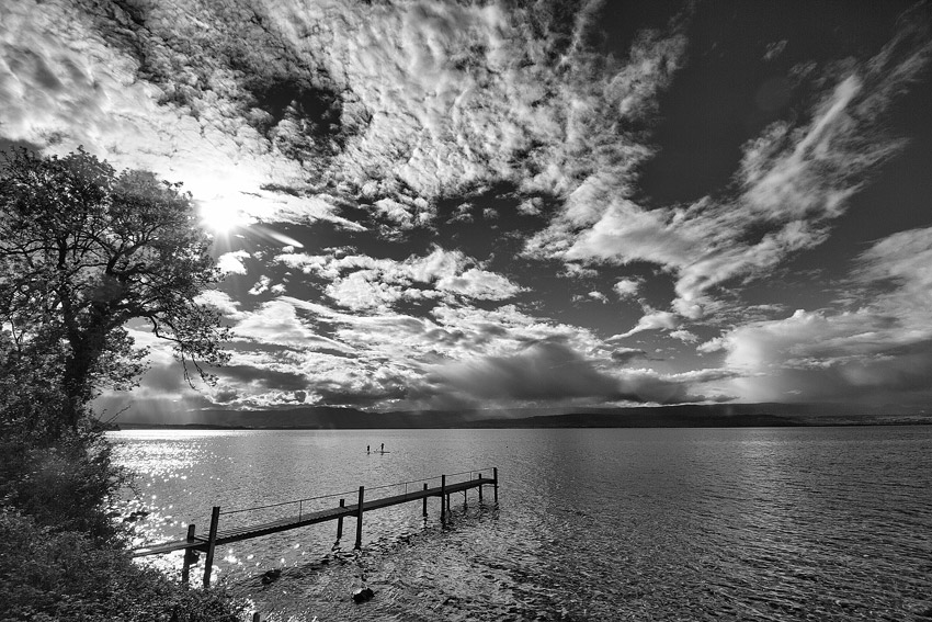 Photo Lac Léman en noir et blanc