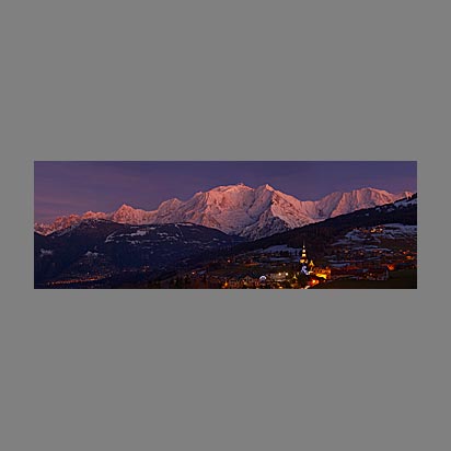 Photo paysage Panoramique du Mont blanc depuis le village de Combloux en Haute-Savoie