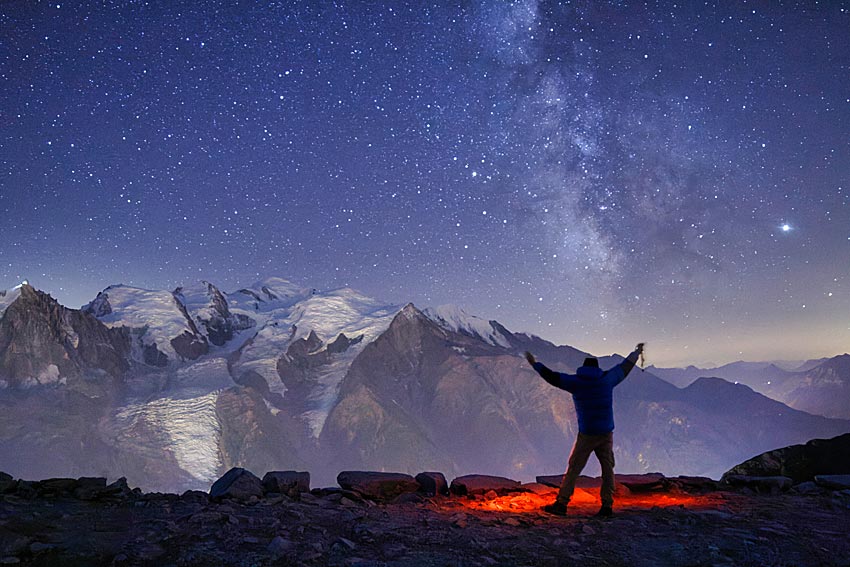 Voie Lactée sur le Mont-Blanc depuis les aiguilles rouges - Chamonix 